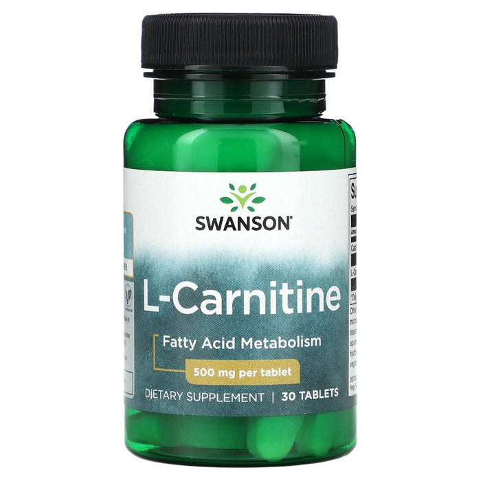 Swanson L Carnitine 500mg Increase Activity, Improve Athletic Performance, and Support Heart and Muscle Health 30 Tabs
