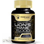 Wellness Labsrx Organic Lions Mane Mane 15000mg Support Focus, Memory, Cognitive Performance, and Overall Nervous System Health. 120 Veg Caps