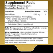 Wellness Labsrx Organic Lions Mane Mane 15000mg Support Focus, Memory, Cognitive Performance, and Overall Nervous System Health. 120 Veg Caps