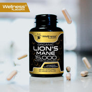 Wellness Labsrx Organic Lions Mane Mane 15000mg Support Focus, Memory, Cognitive Performance, and Overall Nervous System Health. 120 Veg Caps