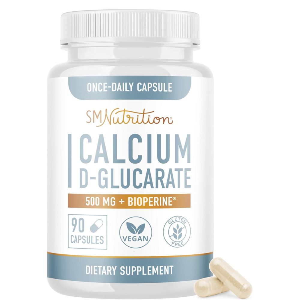 SM Nutrition - Calcium D-Glucarate, 500mg, for Liver Detox & Cleanse, Metabolism, Hormone Balance, 90 Capsules