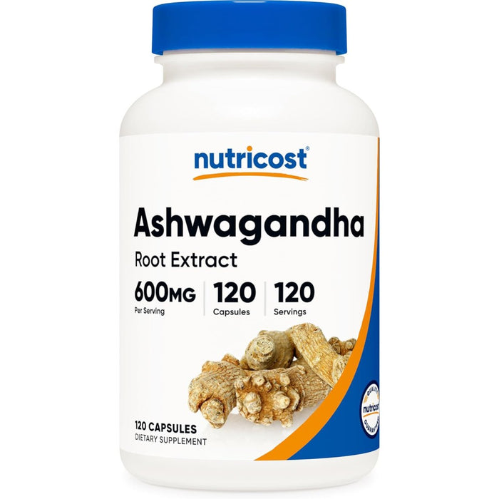 Nutricost Ashwagandha 600mg Helps Support Both Physical and Mental Well-Being. It Promotes Natural Balance in The Body, Boosts Daily Energy Levels, and Encourages Relaxation and Better Sleep Quality 120 Caps