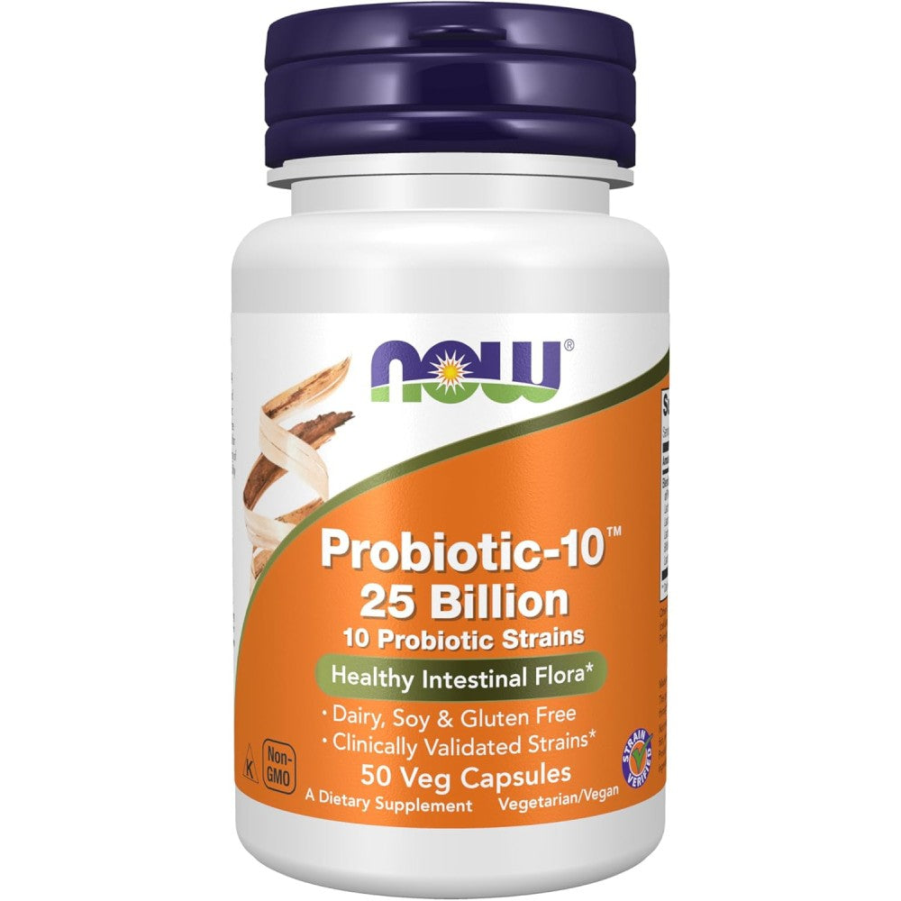 Now Foods Probiotic -10 25 Billion 10 Probiotic Strains To Promote Digestive Health and Immune System Function 50 Veg Caps