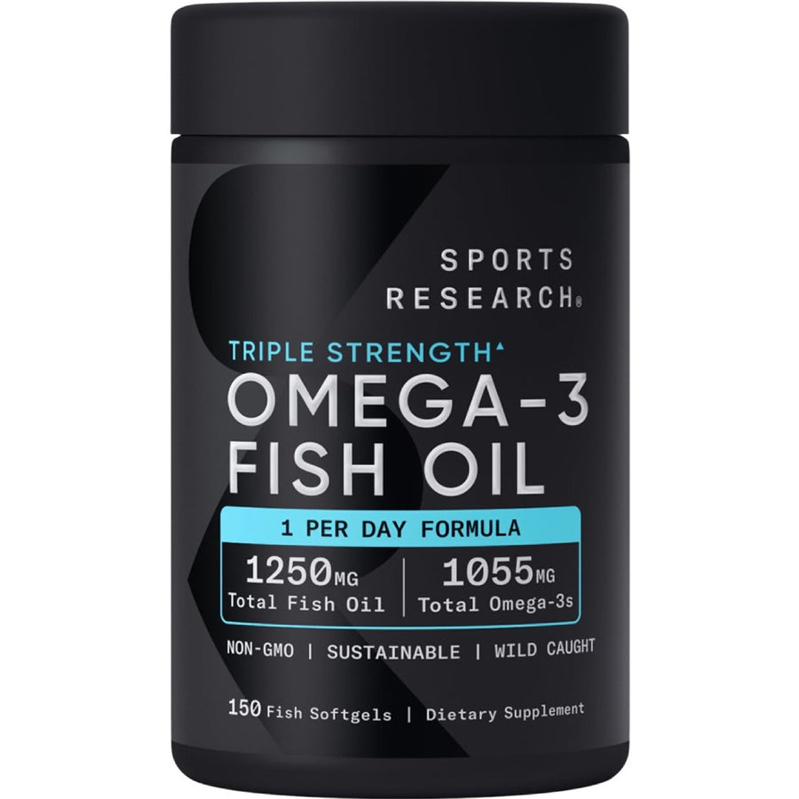 Sports Research sr Omega3 Fish Oil Triple Strength 1,250 mg 1055 mg total omega 3 , 150 Softgels