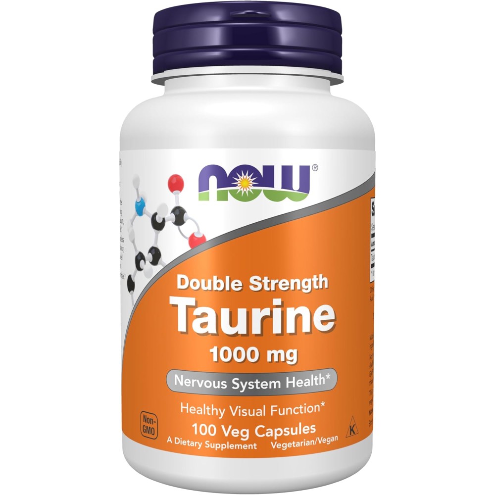 Now Foods Taurine 1000mg Supports Cardiovascular Health, Nervous System Function, and Muscle Performance, Helping To Maintain Healthy Energy Levels and Overall Well-Being100 Veg Caps