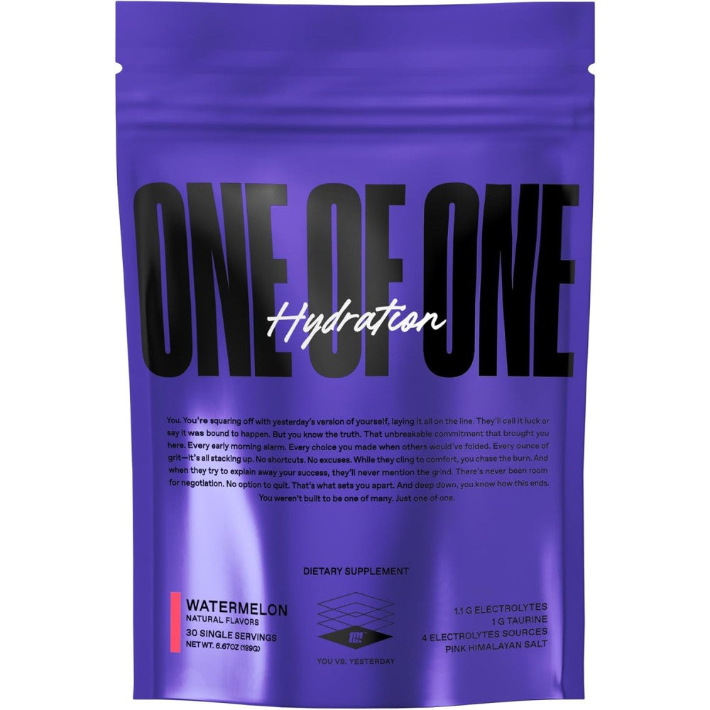 One OF one Hydration 30 Single Serving it Helps Restore Eectrolytes Lost Through Sweat, Boost Energy, and Support Recovery After Workouts or Daily Activities Watermelon Flavor