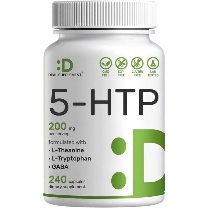 Deal Supplement 5 Htp 200mg To Support Serotonin Production, Helping Promote a Positive Mood, Restful Sleep, and Healthy Appetite Control 240 Caps