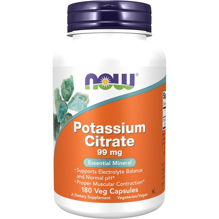 Now Foods Potassium Citrate 99mg Supports Fluid Balance, Nerve Signaling, Muscle Function, and Healthy Blood Pressure Levels180 Veg Caps