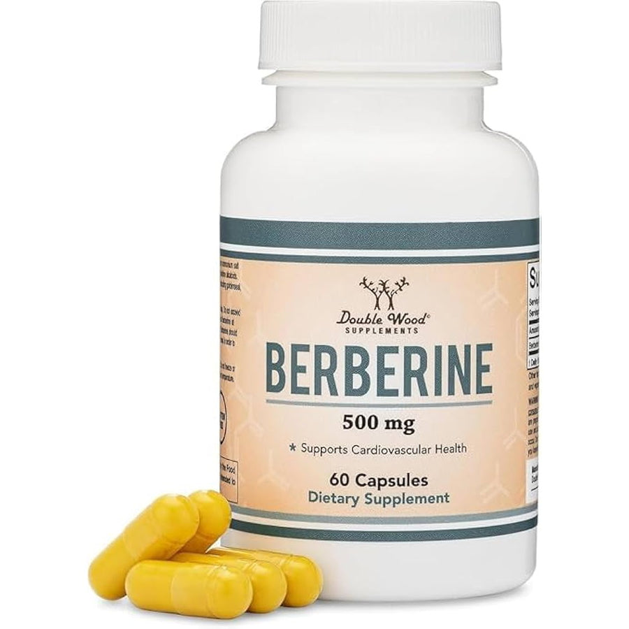 Double Wood Berberine 500mg Supporting Healthy Blood Sugar Levels, Metabolic Function, Cardiovascular Health, and Digestive Balance 60 Caps