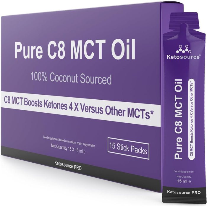 Ketosource Pure C8 Mct Oil To Fuel Your Body and Brain, Providing Instant Energy Without Being Stored as Fat 15 Stick Packs Default Size