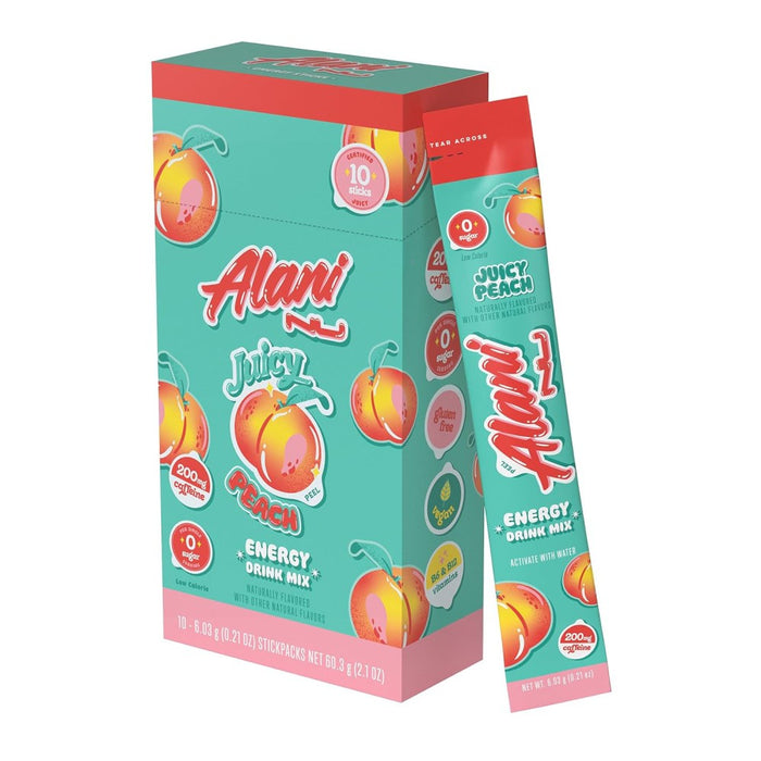 Alani Energy Drink Mix To Support Activity and Focus Without Feeling Tired or Suddenly Collapsing Peach Flavor 10 Sticks Default Size