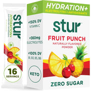 Stur Hydration 32g To Replace Essential Fluids and Minerals (Electrolytes) Lost During Exercise or Daily Activity Fruit Punch Flavored
