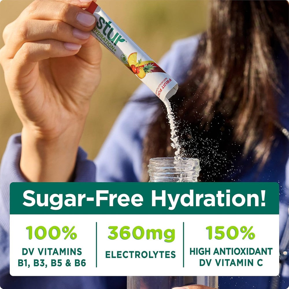 Stur Hydration 32g To Replace Essential Fluids and Minerals (Electrolytes) Lost During Exercise or Daily Activity Fruit Punch Flavored