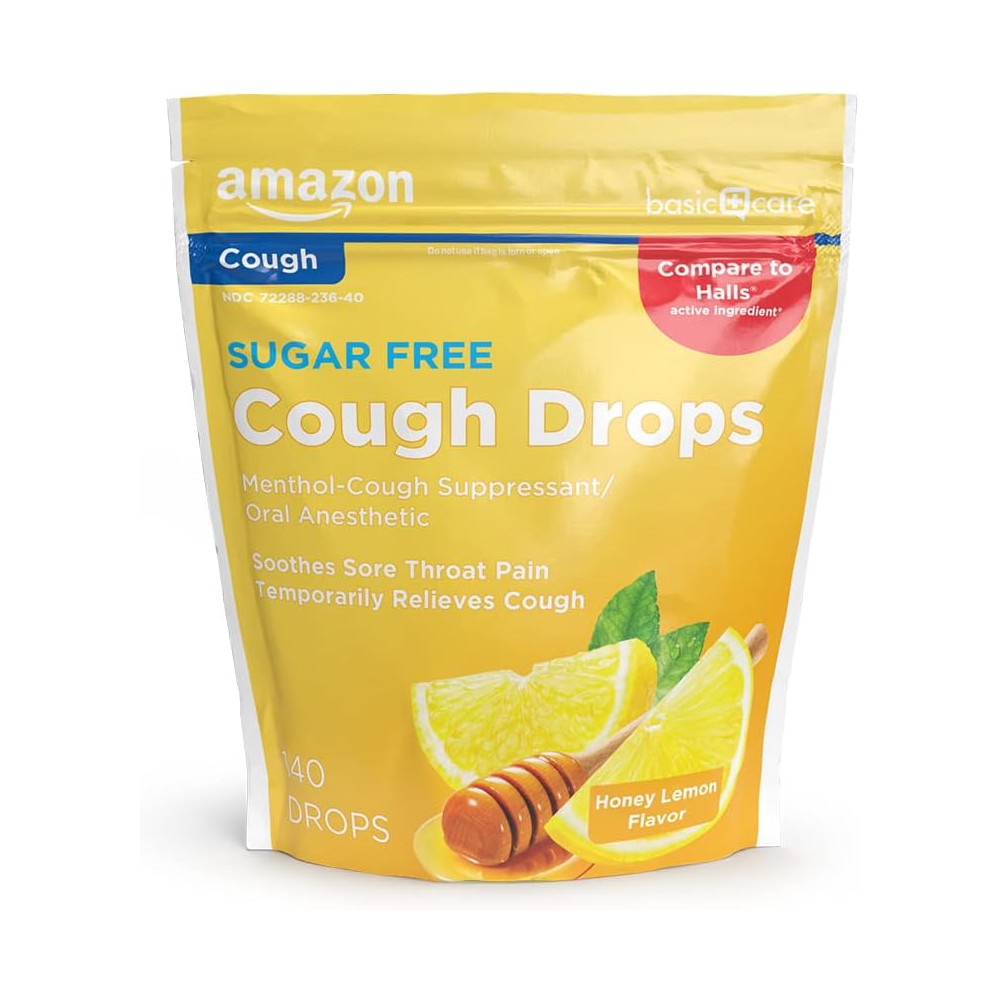 Cough Drops Menthol - Cough Suppressant 140 Drops Honey Lemon Flavor