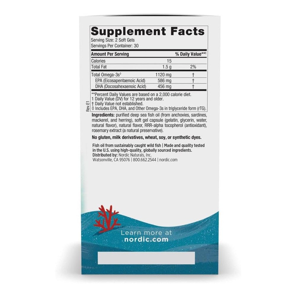 Nordic Naturals Ultimate Omega Teen 1120mg Omega3 To Support Their Overall Health, Mental and Physical, During The Growth Phase 60 Mini Softgels Strawberry Flavor