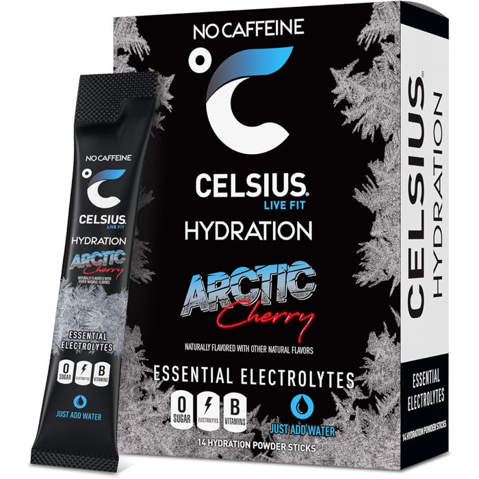 Celsius Hydration Essential Electrolytes To Replenish Lost Minerals and Fluids and Support Optimal Hydration 14 Hydration Powder Sticks ARctic Cherry Flavor Default Size