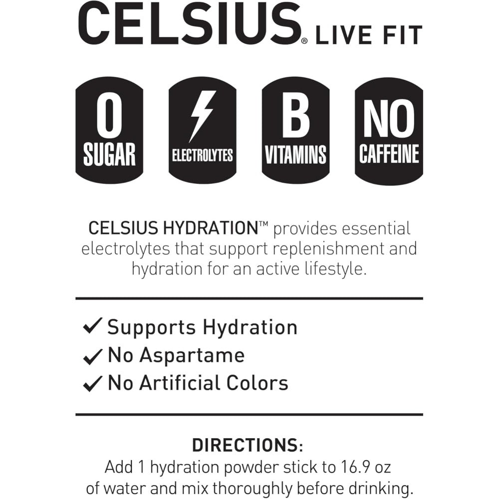 Celsius Hydration Essential Electrolytes To Replenish Lost Minerals and Fluids and Support Optimal Hydration 14 Hydration Powder Sticks ARctic Cherry Flavor