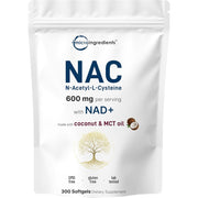 MicroIngredients Nac 600mg Supports Liver, Lung, and Immune Health With Powerful Antioxidant Properties 300 Softgels