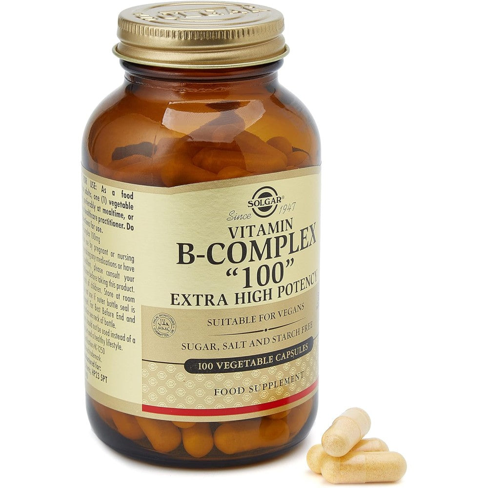 Solgar B complex 100 Support To Help Your Body Convert Food Into Fuel and Maintain Mental Focus and Emotional Well-Being 100 Veg Caps