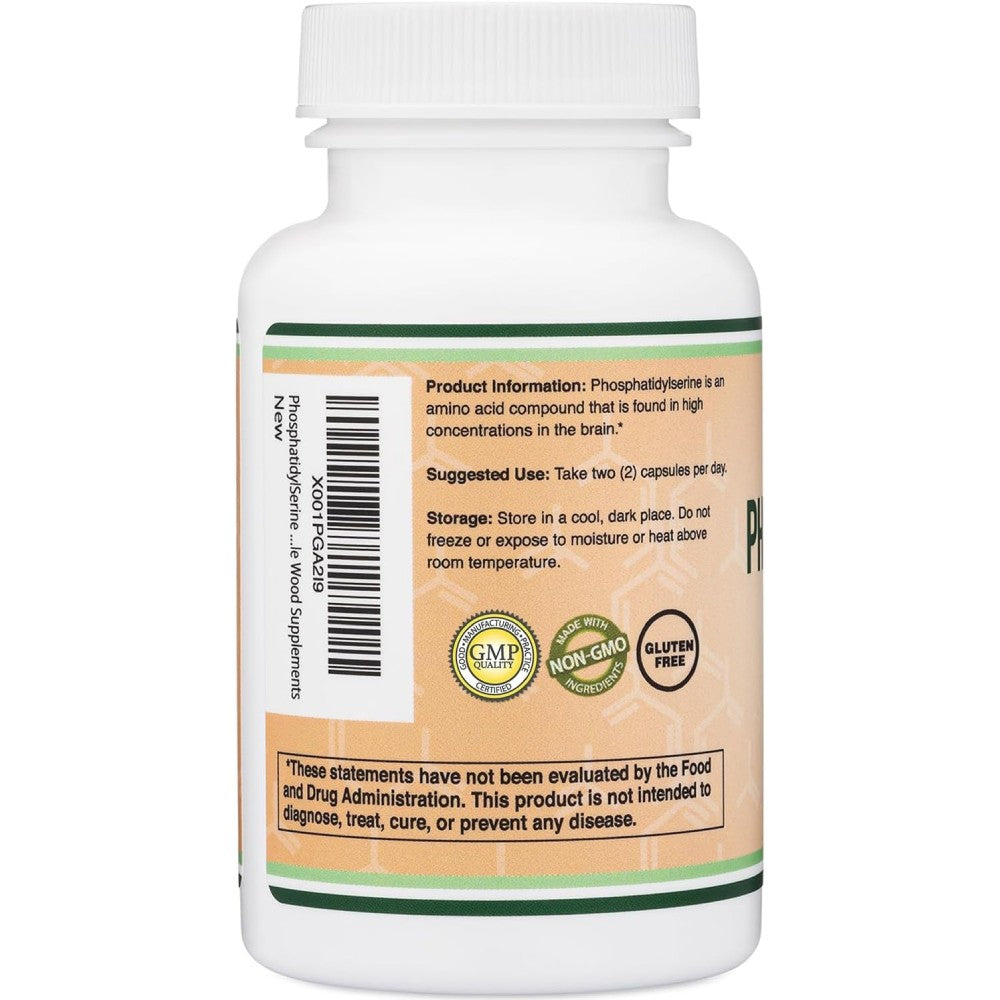 Double Wood Phosphatidylserine It Helps To Boost Memory, Reduce Mental Stress, and Improve Daily Mental Performance 300mg 120 Caps