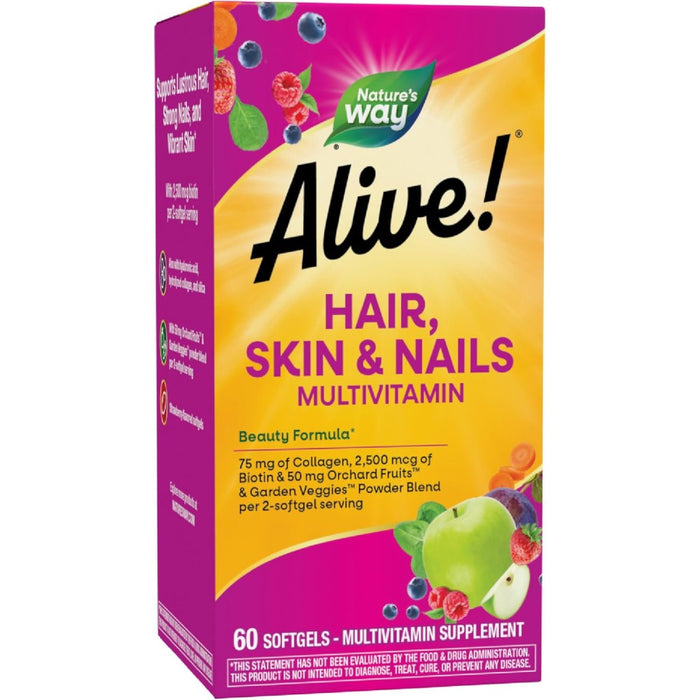 Natures Way Alive Hair Skin & Nails Multivitamn 60 Softgels