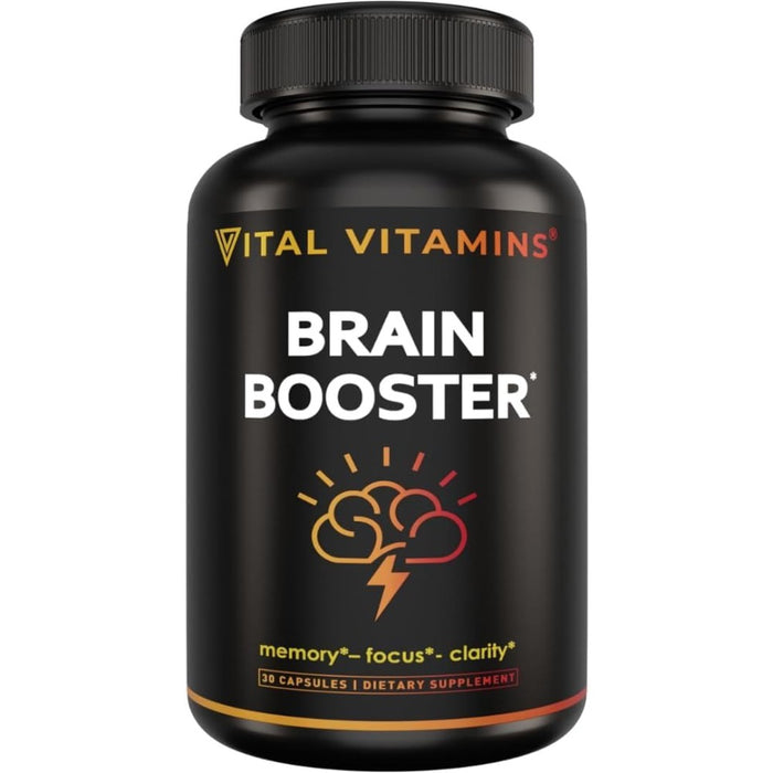 Vital Vitamins for Memory and Focus, Clarity & Brain Support includes Vitamin B12, Gingko Biloba & DMAE 30 Capsules