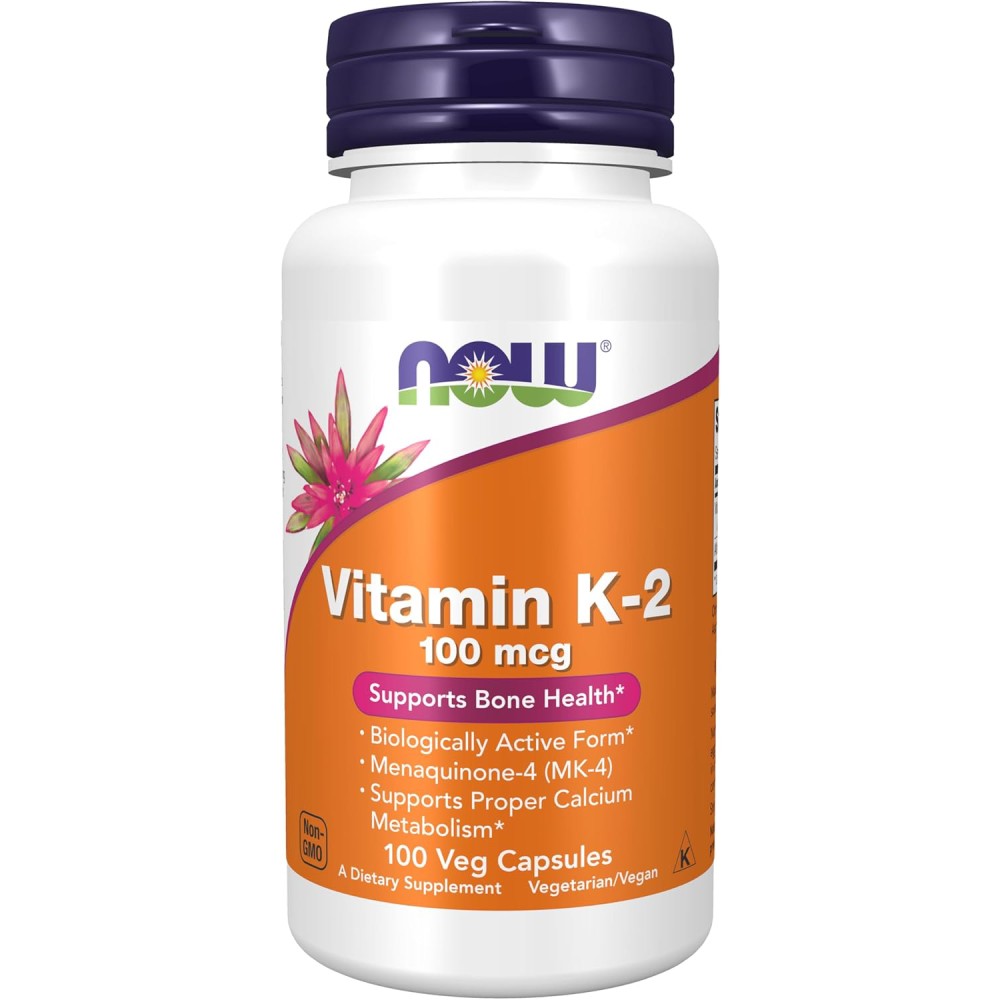 Now Foods Vitamin K2 100mcg To Naturally Support Bone and Cardiovascular Health 100 Veg Caps