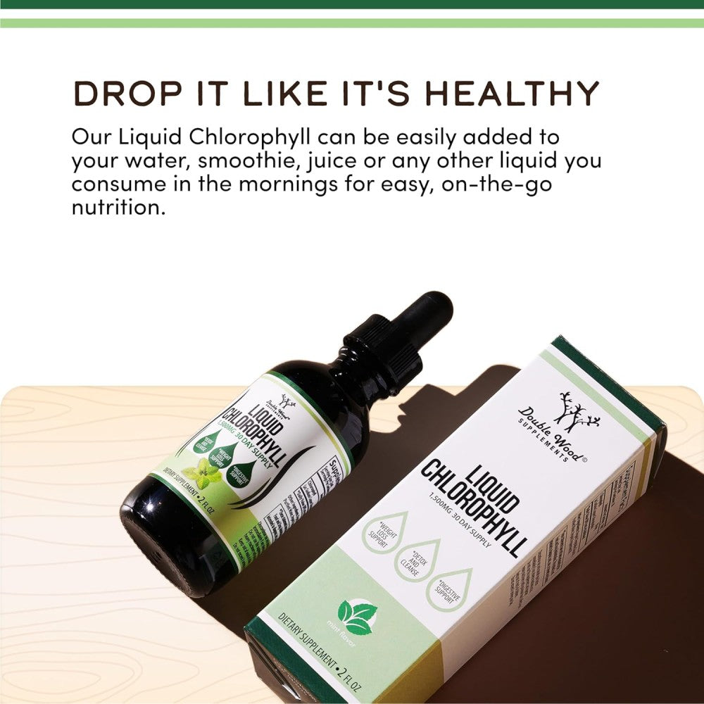 Double Wood Liquid Chlorophyll 1500mg To Support Overall Health and Enhance Daily Energy and Vitality 60ml