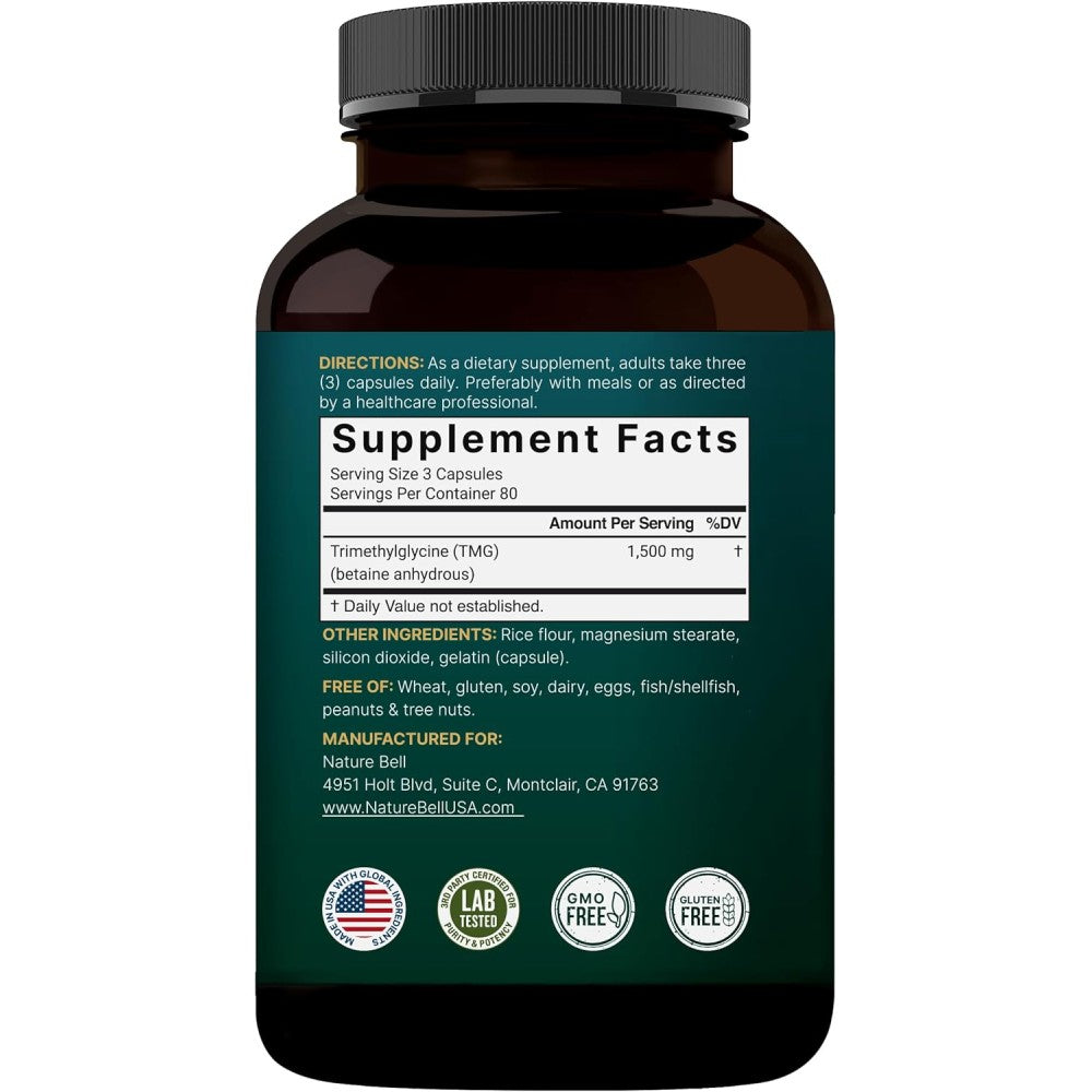Naturebell Tmg 1500mg To Support Liver Health, Boost Energy Levels, and Enhance Brain Function 240 Caps