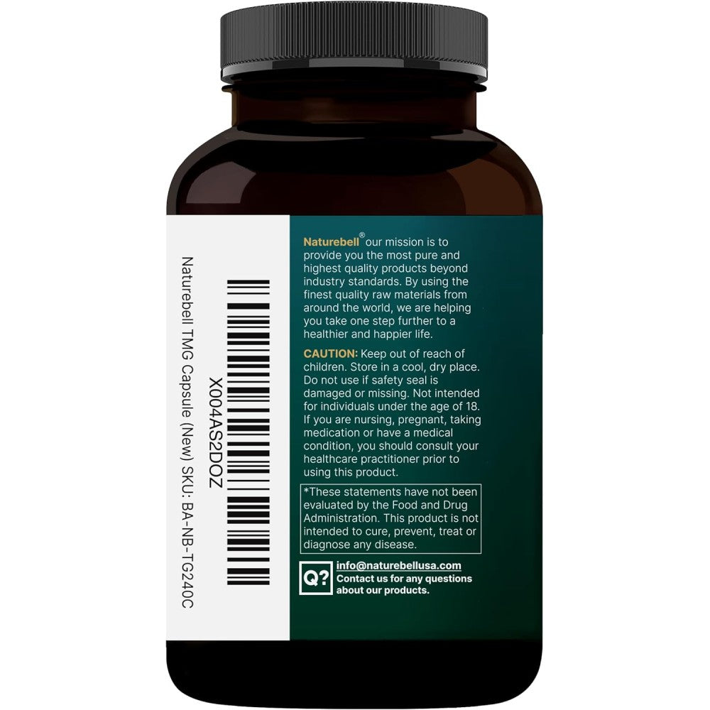 Naturebell Tmg 1500mg To Support Liver Health, Boost Energy Levels, and Enhance Brain Function 240 Caps
