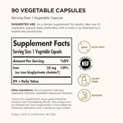Solgar Gentle Iron Bisglycinate 25mg To Support Healthy Iron Levels 90 Veg Caps
