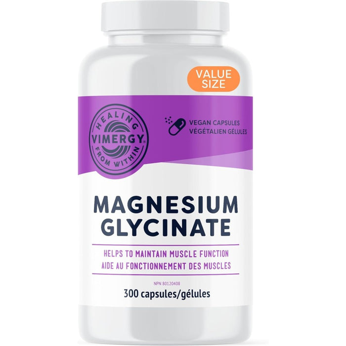 Healing Vimergy Magnesium Glycinate 310mg To Support Nervous System Balance, Muscle Function, Bone Strength, and Restful Sleep 300 Caps