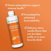 Dr Mercola Liposomal Vitamin C 1000mg To Support Immune Health, Enhance Skin Radiance, and Promote Daily Vitality Citrus Vanilla Flavor 450ml