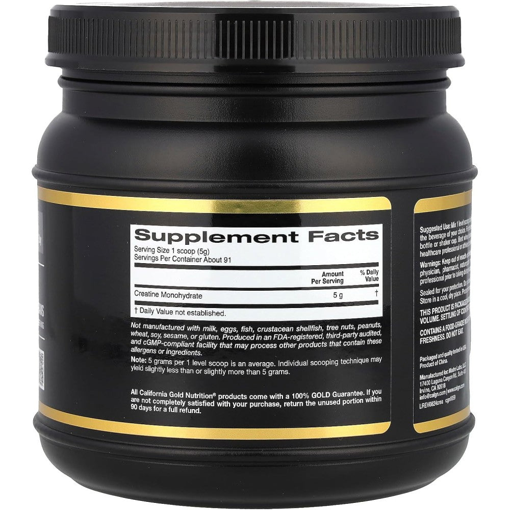 California Gold Nutrition Sport Creatine Monohydrate To Support Athletic Performance, Muscle Strength, and Lean Muscle Growth 454g Unflavored