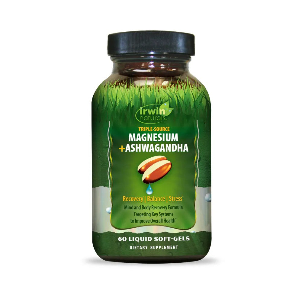 Irwin Naturals Magnesium + Ashwagandha To Support Both the Body and Mind 60 Softgels