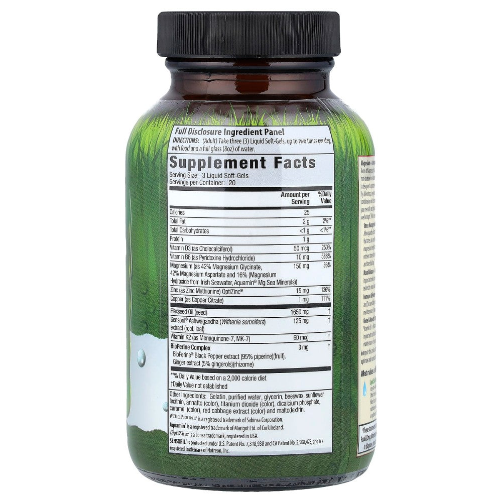 Irwin Naturals Magnesium + Ashwagandha To Support Both the Body and Mind 60 Softgels