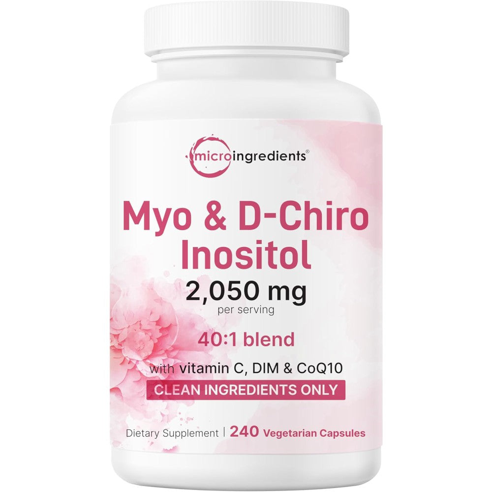 Microingredients Myo & D Chiro Inositol 2050mg Helping Support Blood Sugar Balance, Ovarian Health, and Overall Bodily Functions 240 Veg Caps