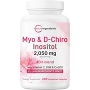 Microingredients Myo & D Chiro Inositol 2050mg Helping Support Blood Sugar Balance, Ovarian Health, and Overall Bodily Functions 240 Veg Caps