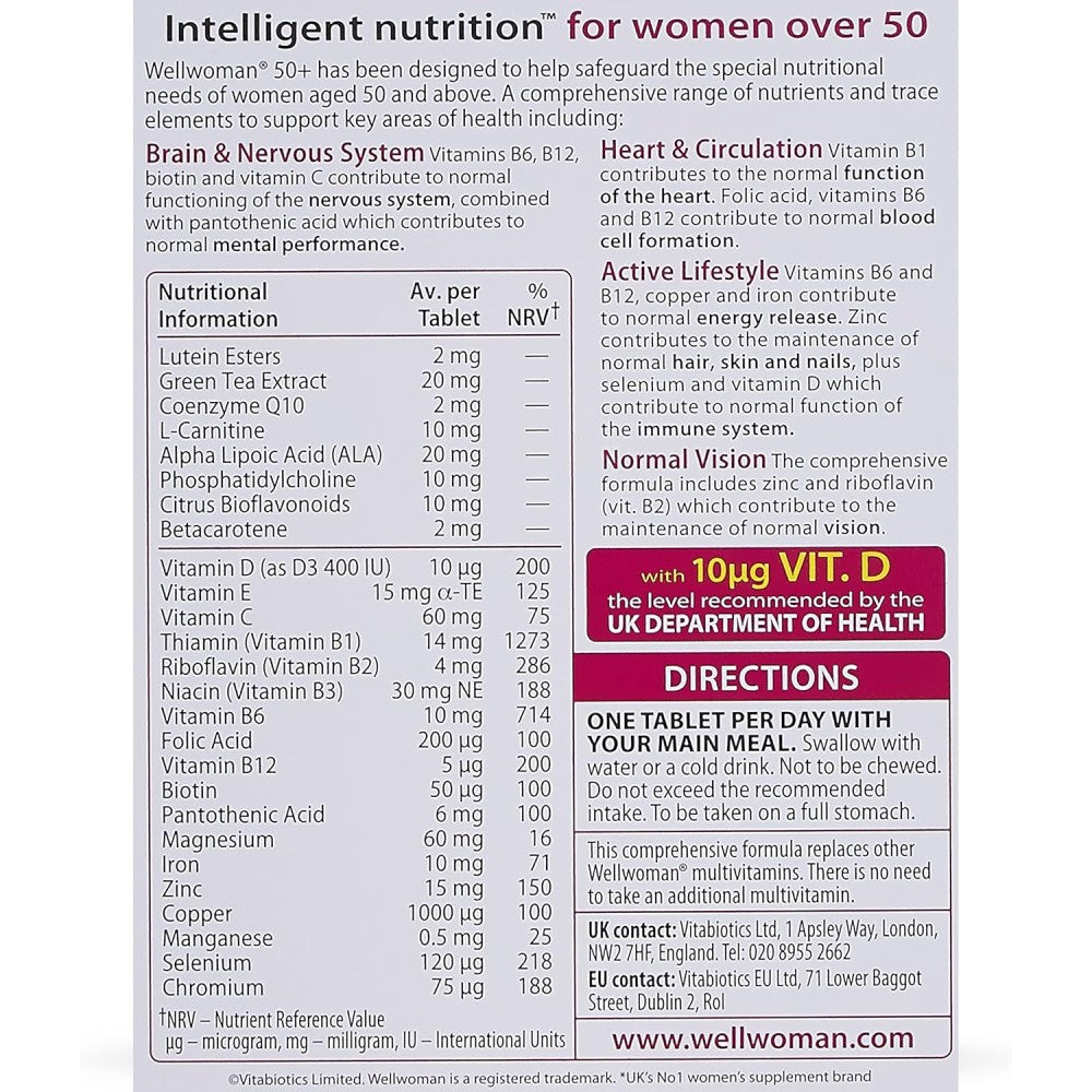 Vitabiotics Wellwoman 26 Nutrients 50+ To Support Energy Levels, Heart Health, Bone Strength, and Overall Wellbeing During and After Menopause 30 Caps