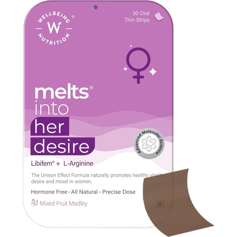 Wellbeing Nutrition Melts Into Her Desire Mixed Fruit Medley To Support Stronger, Thicker, and Healthier Hair 30 Oral Thin Strips