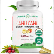 Mother Nature Camu Camu Vitamin C From Organic Fruit 1000mg To Support Immunity, Skin Health, and Daily Energy in a Safe 120 Caps