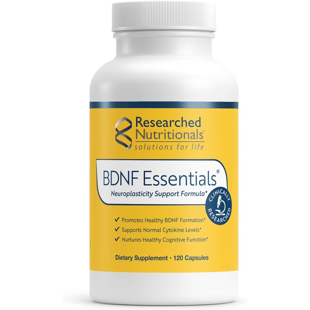 Researched Nutritionals Bdnf Essentials Helping To Enhance Focus, Improve Memory, and Support Overall Neurological Health Naturally 120 Caps