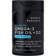 Sports Research Sr Omega3 Fish Oil + D3 1040mg Omega3 62.5mcg D3 Support for Cardiovascular Health, Bone Strength, and Immunity 120 Softgels