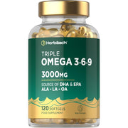 Horbaach Triple Omega 3-6-9 3000mg To Help Maintain Cardiovascular Health, Support Cognitive Function, and Promote Joint and Skin Flexibility 120 Softgels