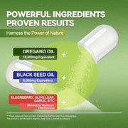Totaria Oregano Oil Black Seed Oil Olive Leaf Garlic Extract Elderberry To Provide Natural Immune Support, Enhance the Body’s Defenses, and Promote Overall Wellness 120 Caps