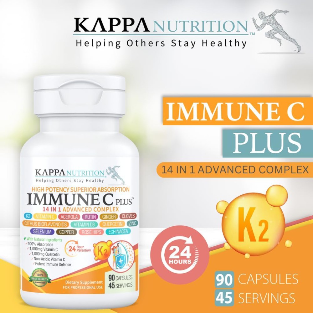 Kappa Nutrition Immune C Plus 14in1 ADvanced Complex To Support the Immune System and Overall Health To Help the Body Combat Stress and Boost Daily Energy and Vitality 90 Caps