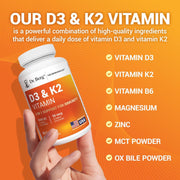 Dr Berg Vitamin D3 5000IU + Vitamin K2 50mcg To Support Bone and Cardiovascular Health 60 Capsules