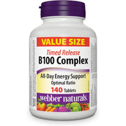 Webber Naturals Vitamin B100 Complex To Support Energy Production, Nervous System Health, and Mental Performance 140 Tablets