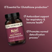 Dr Mercola Nac With Milk Thistle 500mg To Support Liver Health and Promote the Body’s Natural Detoxification Processes 60 Caps