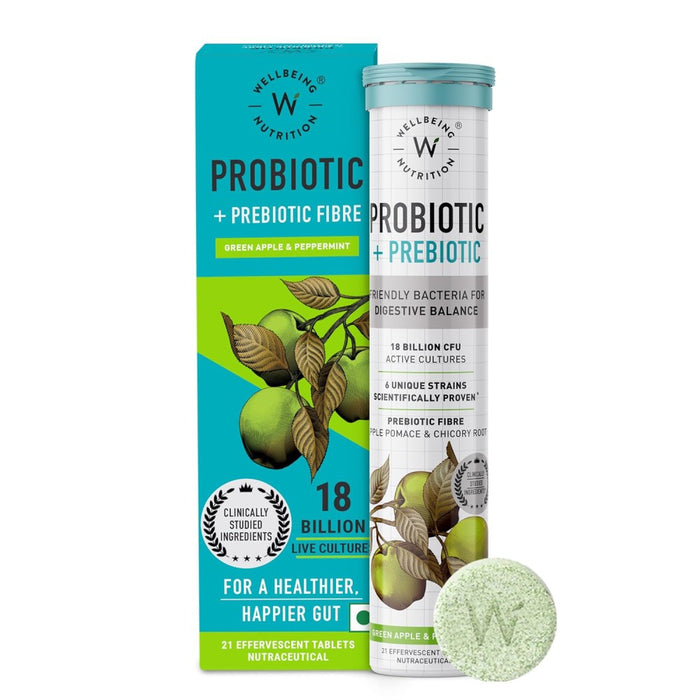 Wellbeing Nutrition Probiotic 18 Billion Live Culture To Support Digestive Health and Promote a Healthy Balance of Beneficial Gut Bacteria 21 Effervescent Tablets Default Size